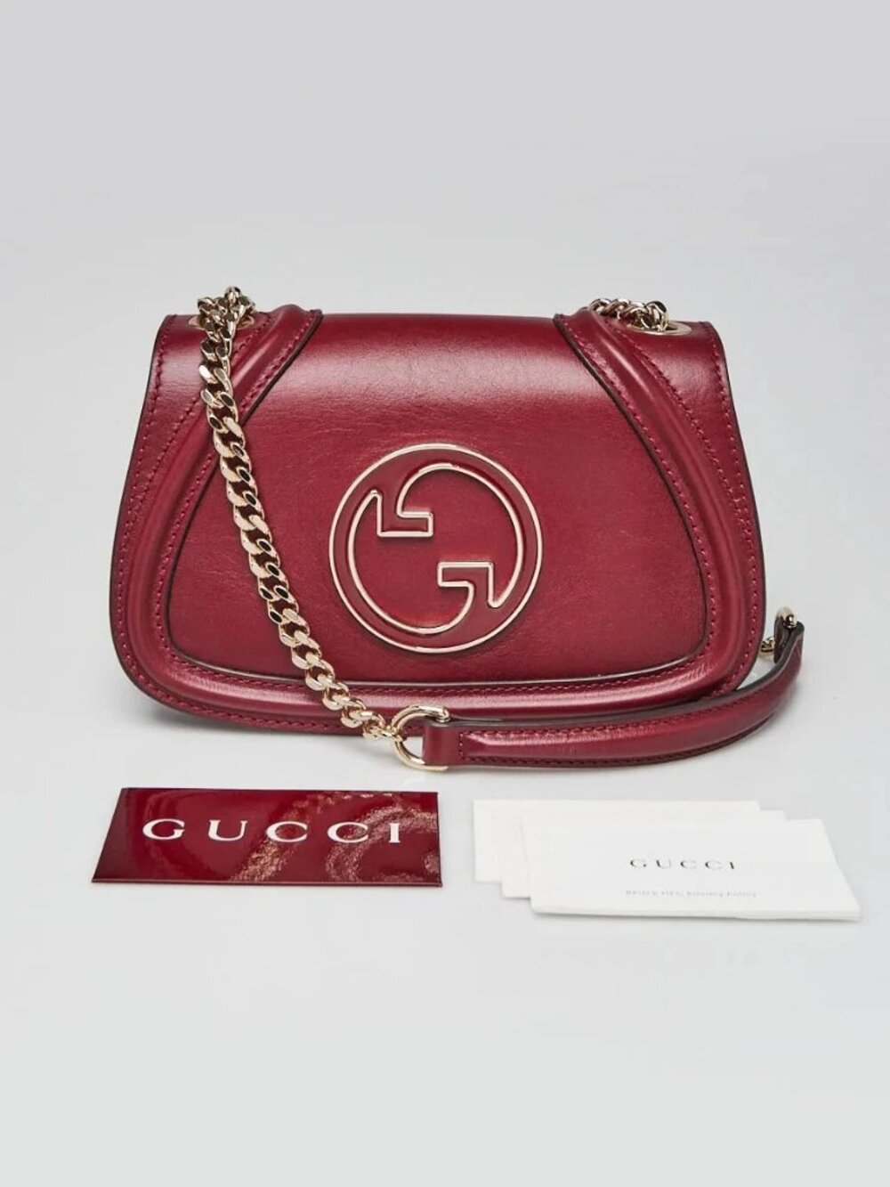 Gucci Dark Red Leather Small Blondie Chain Shoulder Bag - Picture 2 of 10